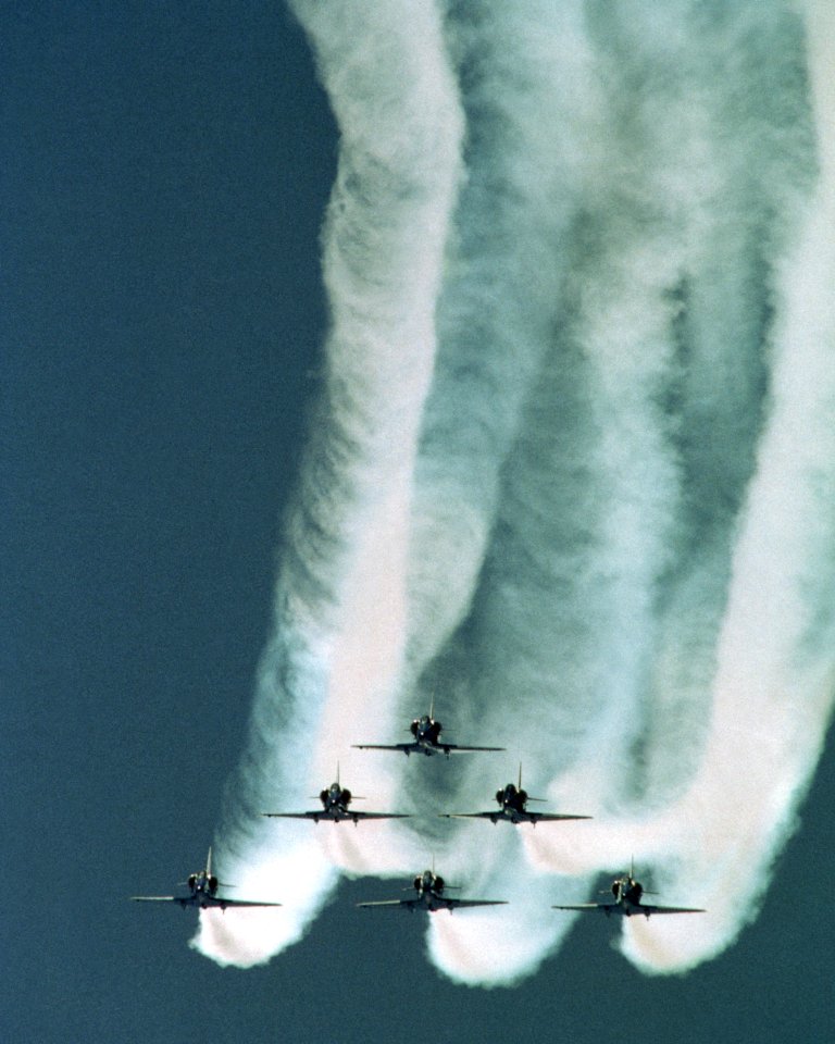 A-4Fs Blue Angels approaching 1984