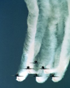 A-4Fs Blue Angels approaching 1984