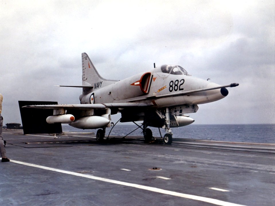 A-4G on cat of HMAS Melbourne (R21) 1972