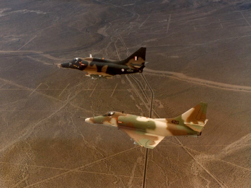 A-4H and A-4K Skyhawk in flight c1969
