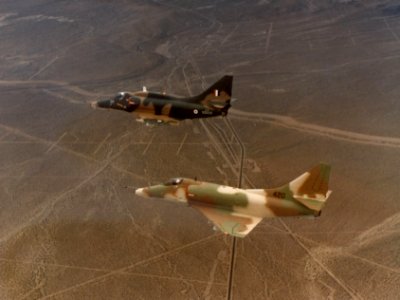A-4H and A-4K Skyhawk in flight c1969