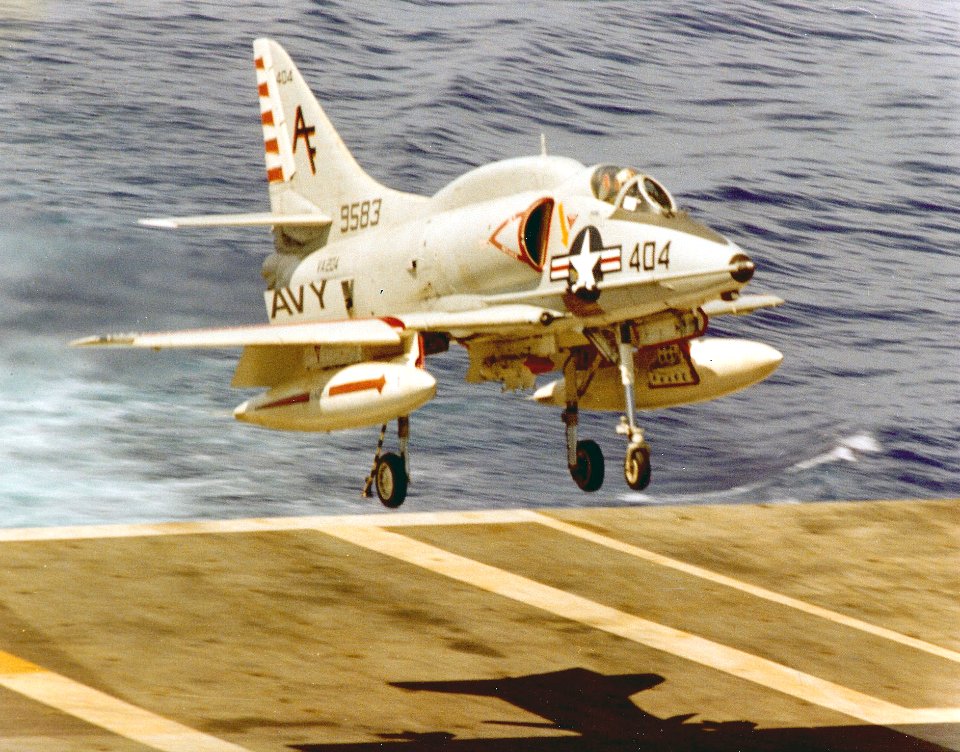 A-4L VA-204 landing on USS John F. Kennedy (CVA-67) 1971