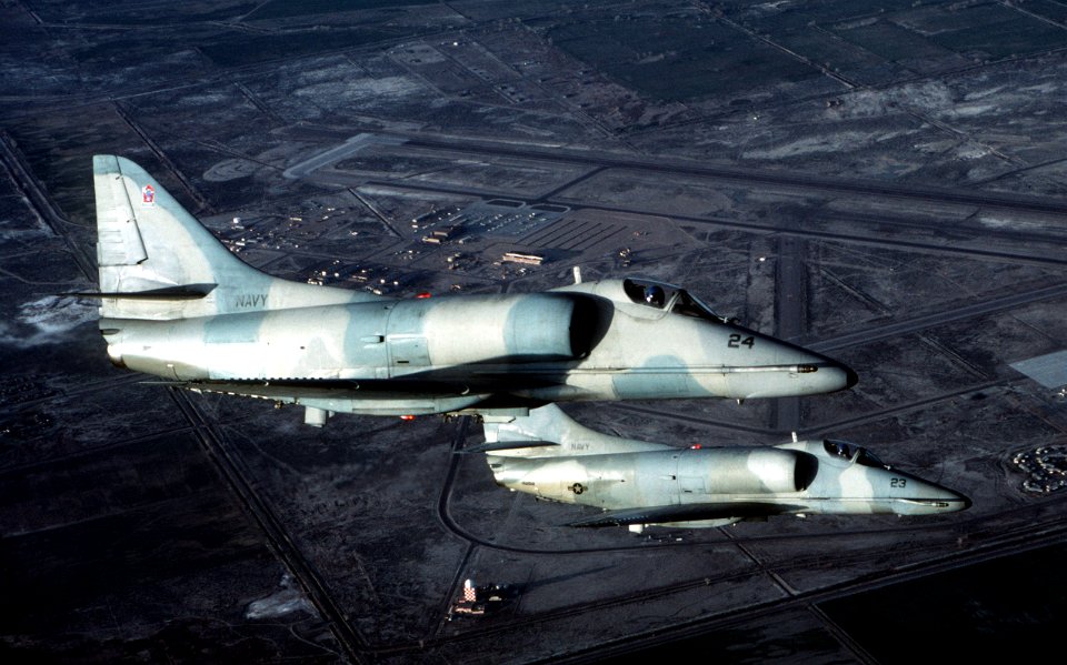 A-4E Skyhawks VF-43 in flight in 1983