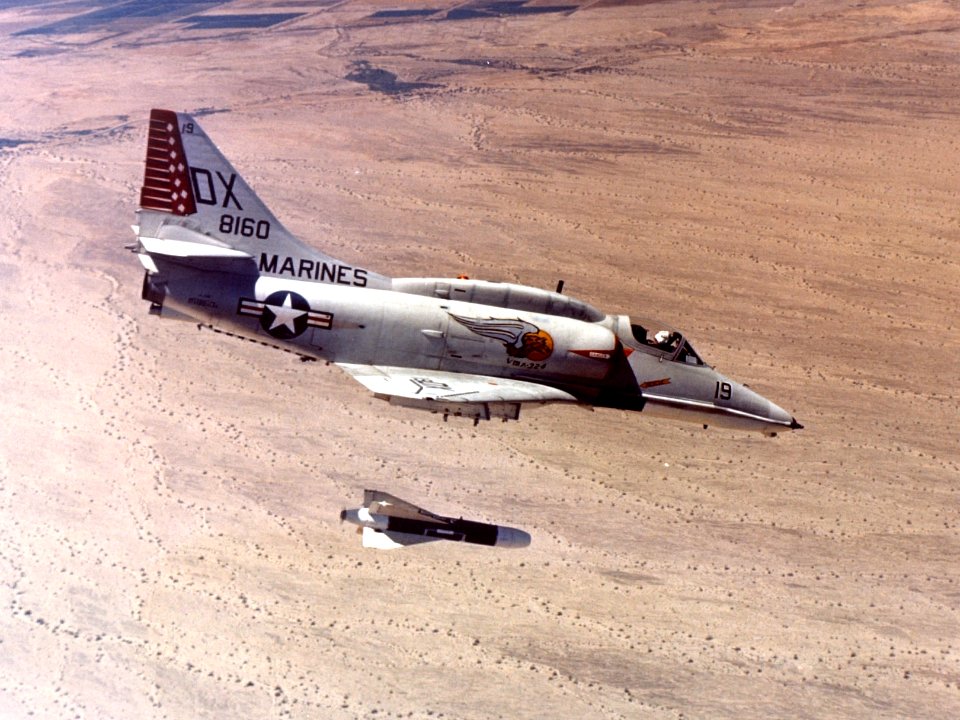 A-4M Skyhawk of VMA-324 dropping AGM-62 Walleye