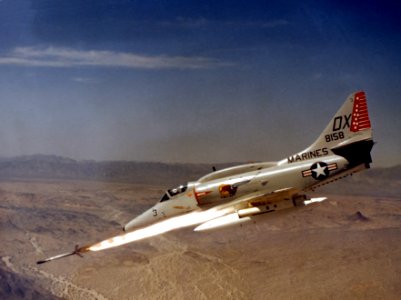 A-4M Skyhawk of VMA-324 launching Zuni rocket