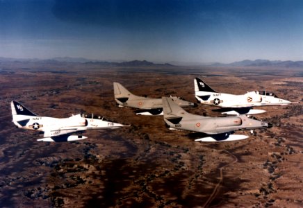 A-4S and TA-4J Skyhawks in flight in 1974