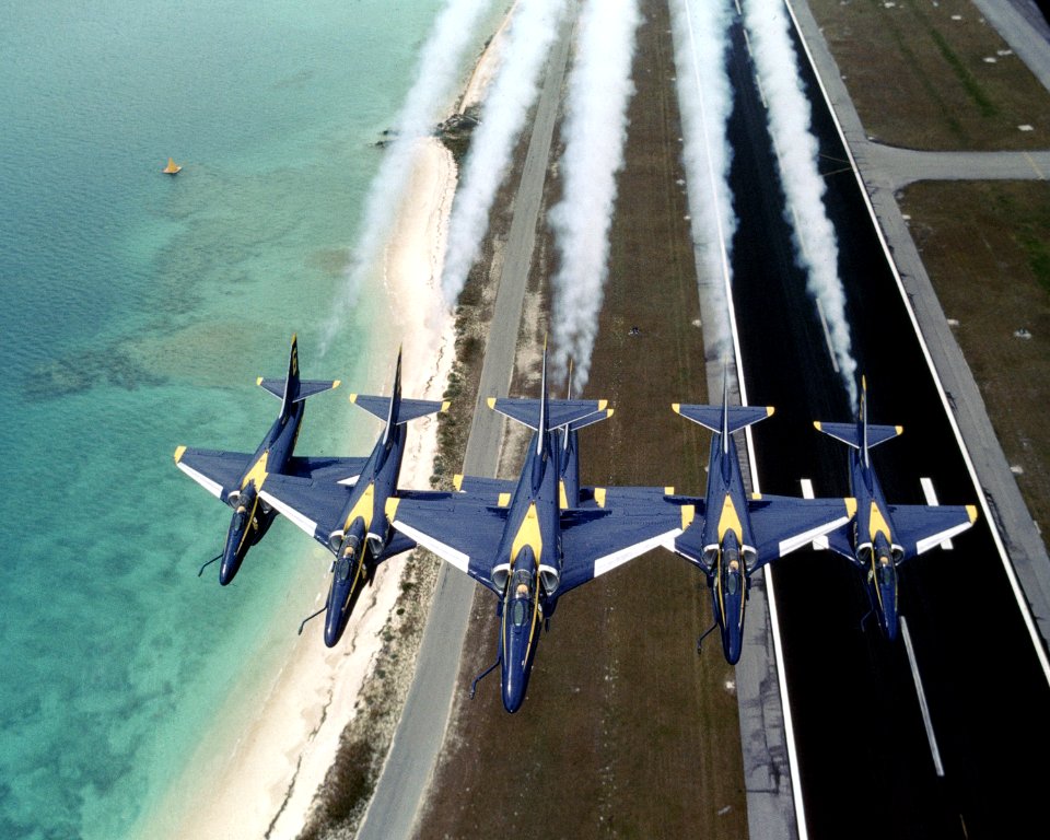 A-4F Blue Angels wedge formation 1984