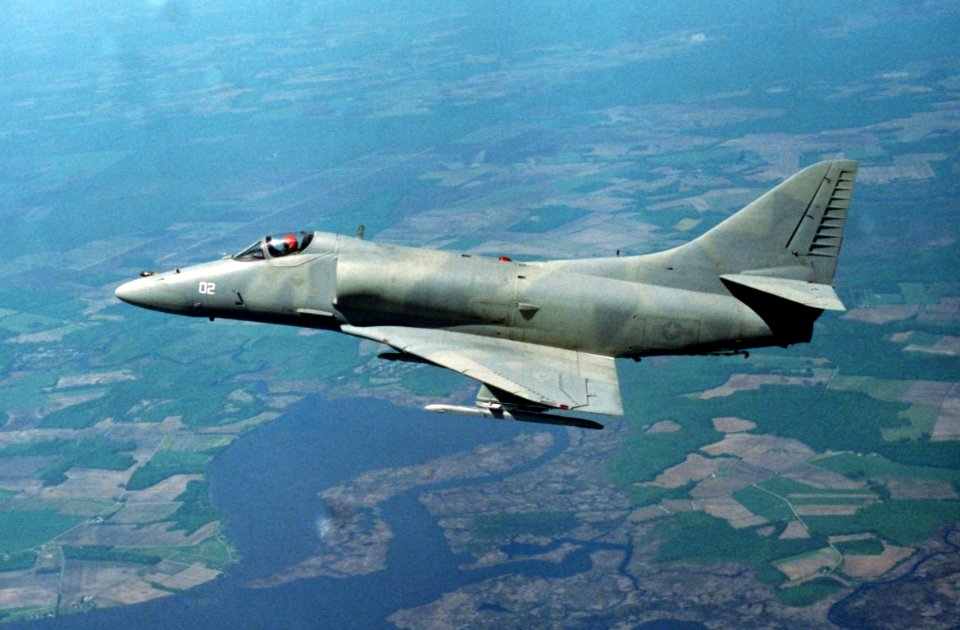 A-4F Sskyhawk VC-12 in flight 1987