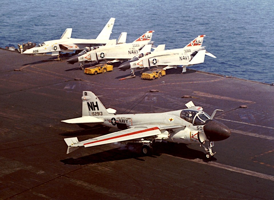 A-6A VA-75 landing on USS Kitty Hawk (CVA-63) 1968