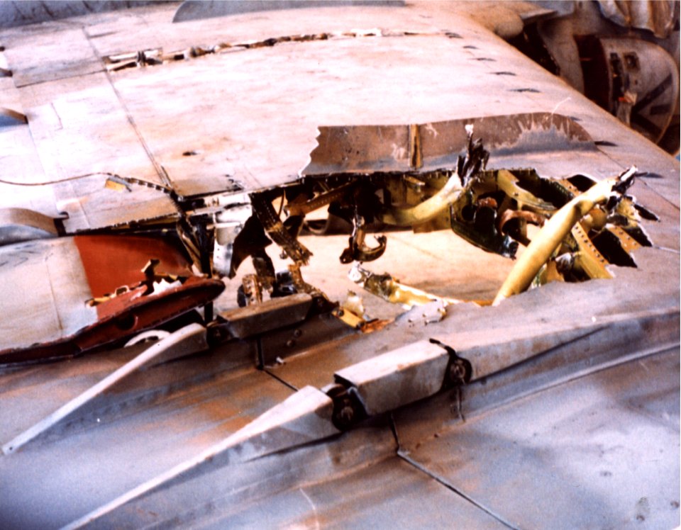 A-6E flak damage to wing dring 1991 Gulf War