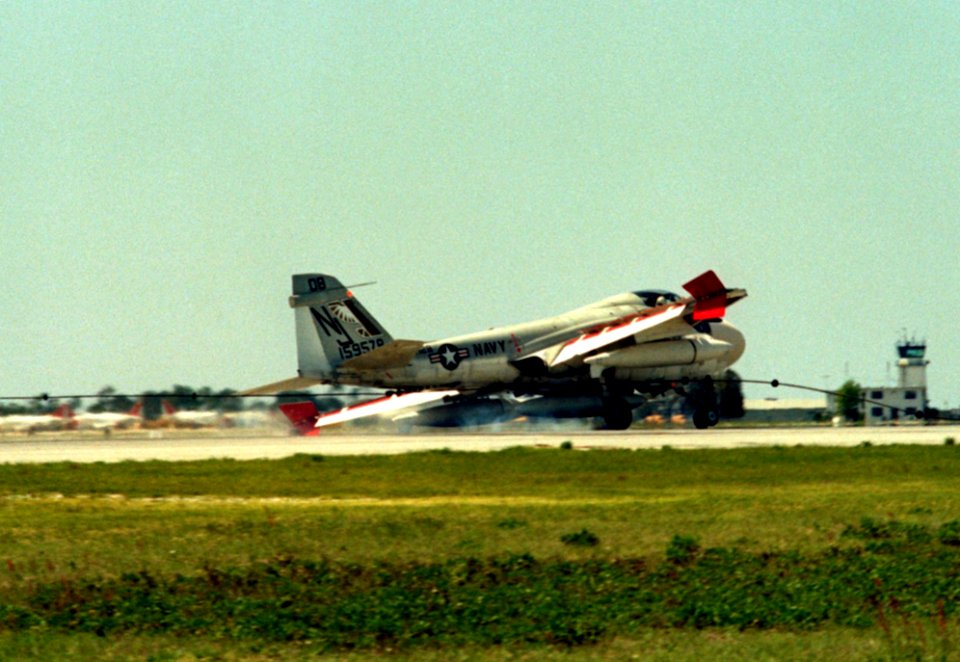 A-6E VA-128 makes crash landing at NAS Pensacola 1983