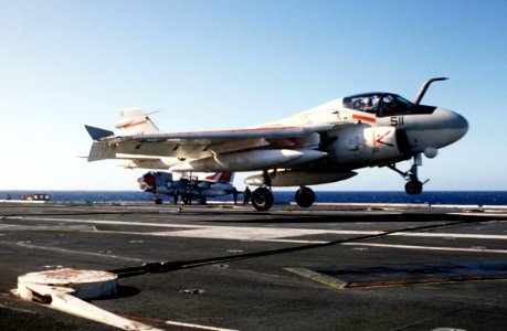 A-6E VA-196 landing on USS Carl Vinson (CVN-70) 1983