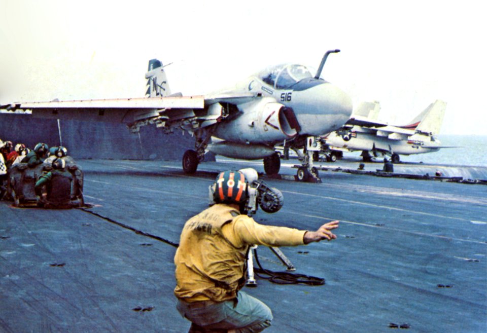 A-6A Intruder of VA-95 is launched from USS Coral Sea (CVA-43), in 1973