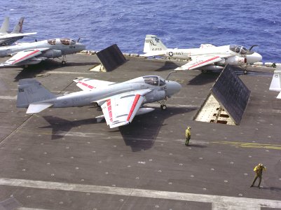 A-6E VA-52 on cat USS Carl Vinson (CVN-70) 1986