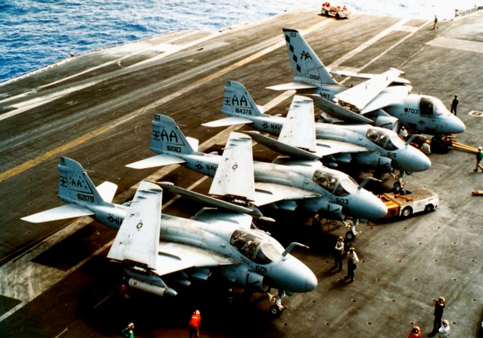 A-6Es VA-75 and S-3B VS-30 on USS Enterprise 1996