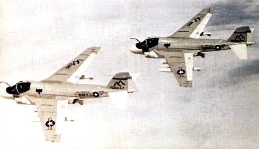 A-6E Intruders of VA-85 in flight c1973
