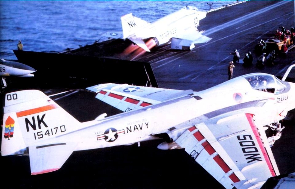 A-6E of VA-196 on USS Coral Sea (CV-43) c1980
