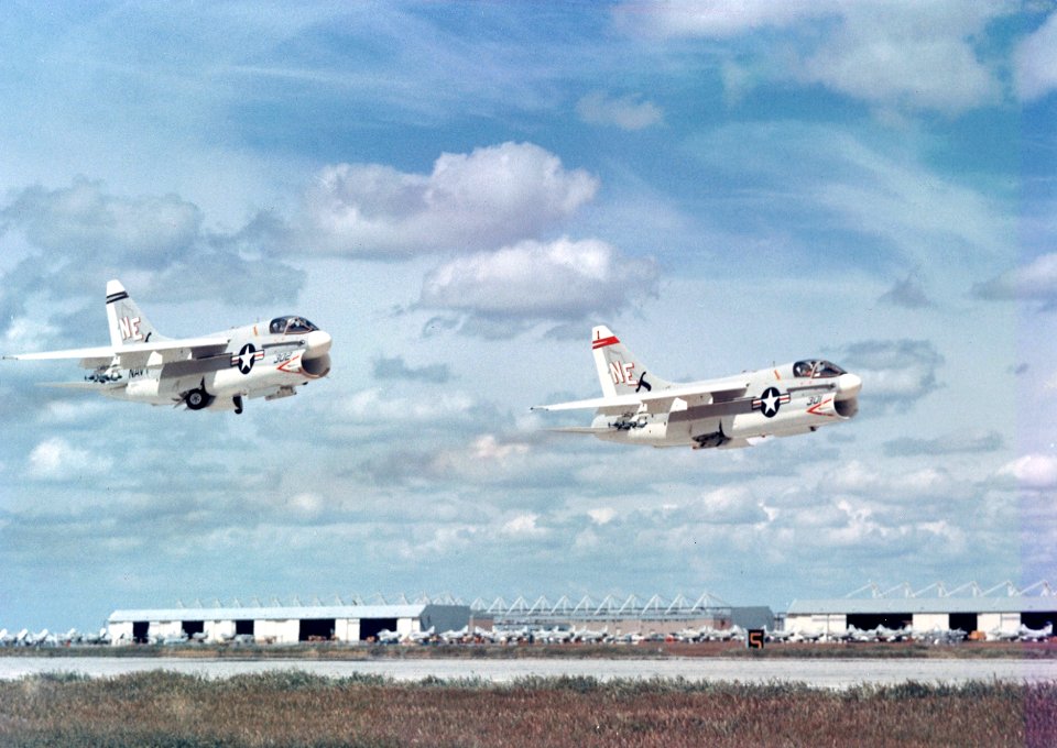 A-7As VA-147 taking off from NAS Lemoore 1967