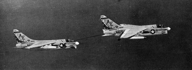 A-7B Corsairs of VA-215 during aerial refueling in 1970