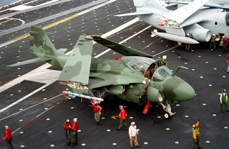 A-6E VA-165 in green paint on CV-64 1990