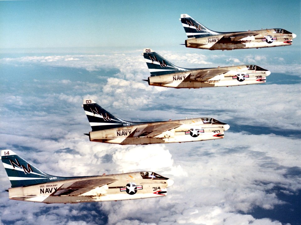 A-7B Corsairs of VA-153 in flight c1974