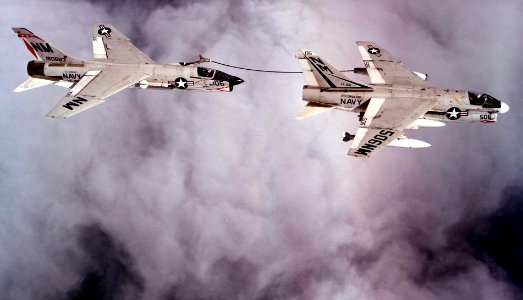 A-7B VA-155 refueling F-8J VF-191 1972
