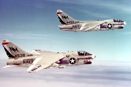 A-7B Corsairs VA-215 in flight in 1971