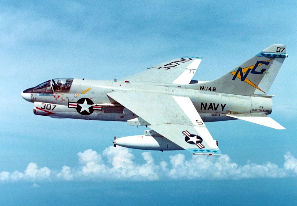 A-7E Corsair II of VA-146 in flight on 16 November 1974 (NNAM.1996.253.7100.039)