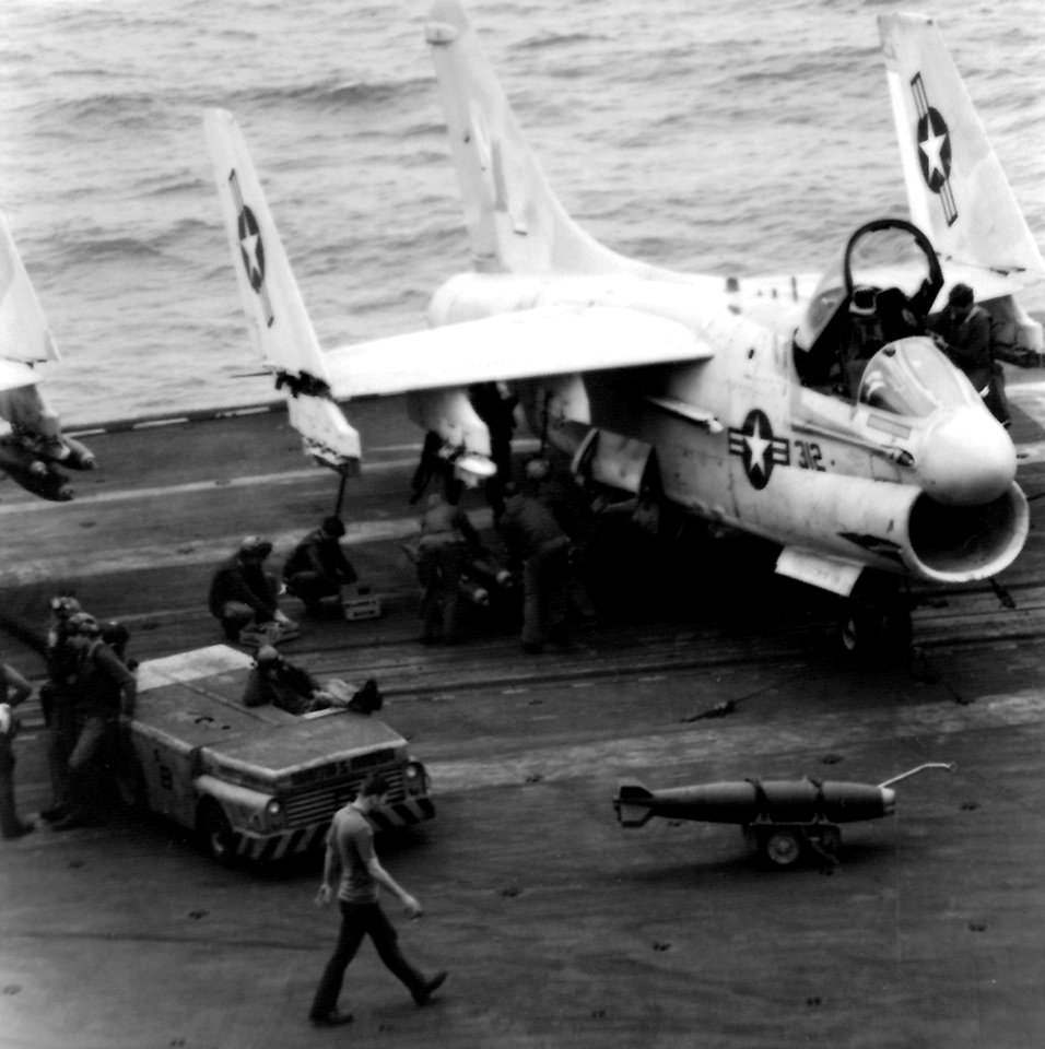 A-7A Corsair II of VA-82 aboard USS Coral Sea (CVA-43), circa in 1970