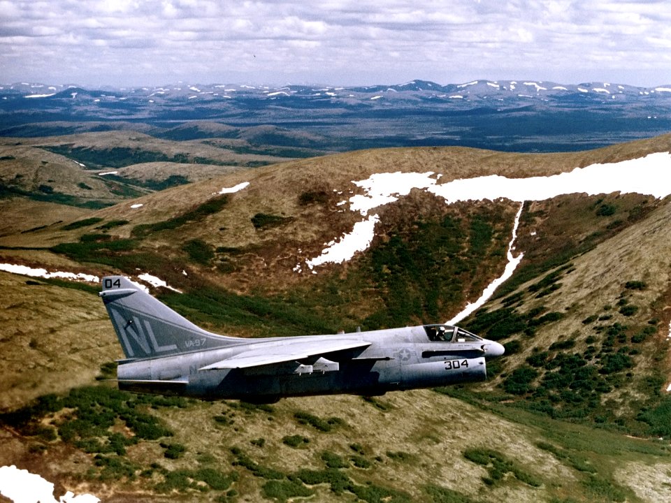 A-7E Corsair II of VA-97 over Alaska in 1988