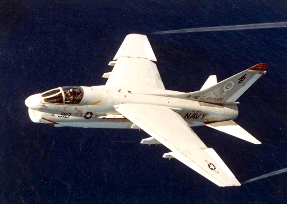 A-7E Corsair II VA-46 in flight c1982
