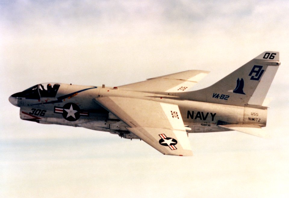 A-7E Corsair VA-82 in flight 1980