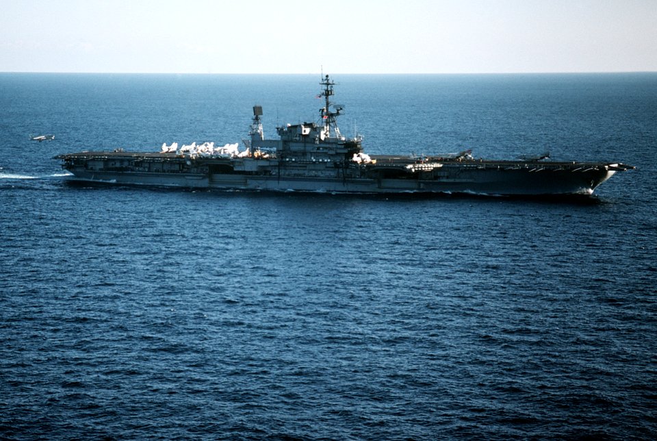 A-7E landing on USS Midway (CV-41) 1981