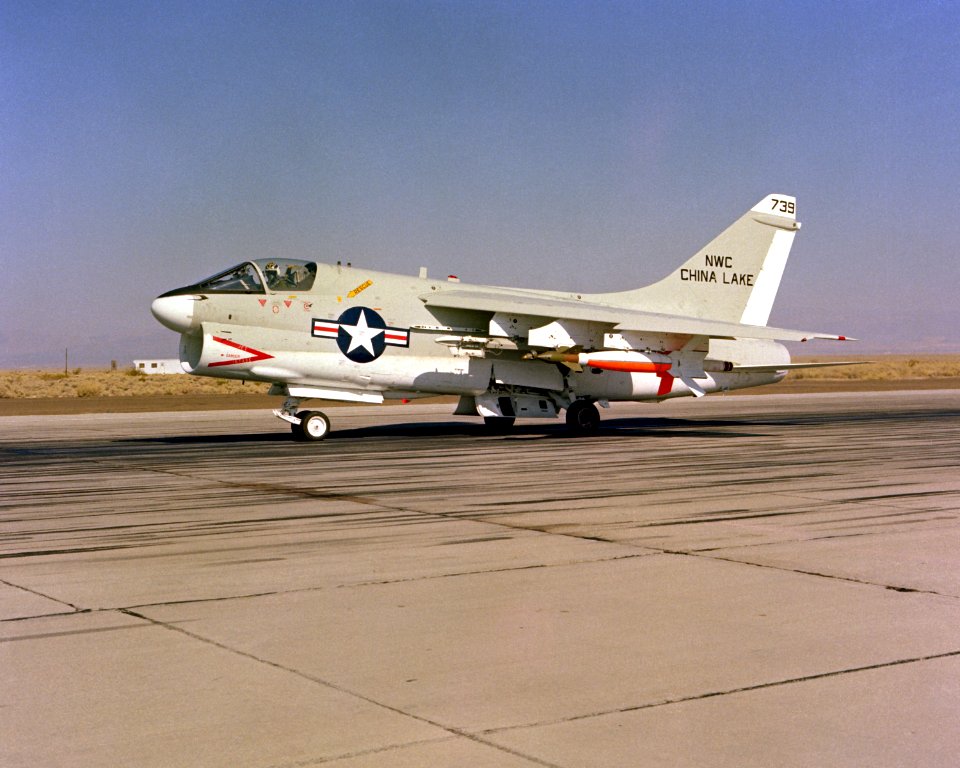 A-7C Corsair II with laser-guided bomb at the Naval Weapons Center China Lake on 6 October 1980