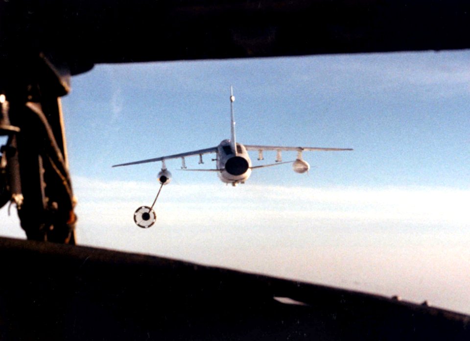 A-7E refueling EA-3B over Med