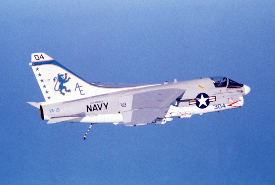 A-7E VA-15 in flight June 1976