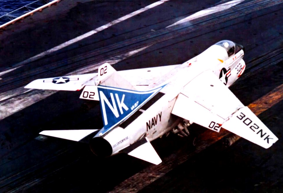 A-7E Corsair II of VA-97 aboard USS Enterprise (CVAN-65) on 29 April 1975 (428-GX-K-108367)