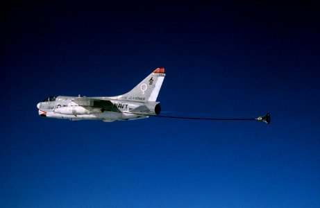 A-7E Corsair II VA-46 tanker in flight 1982