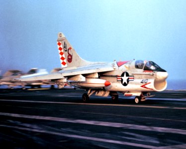 A-7E VA-82 landing USS Nimitz (CVN-68) 1981