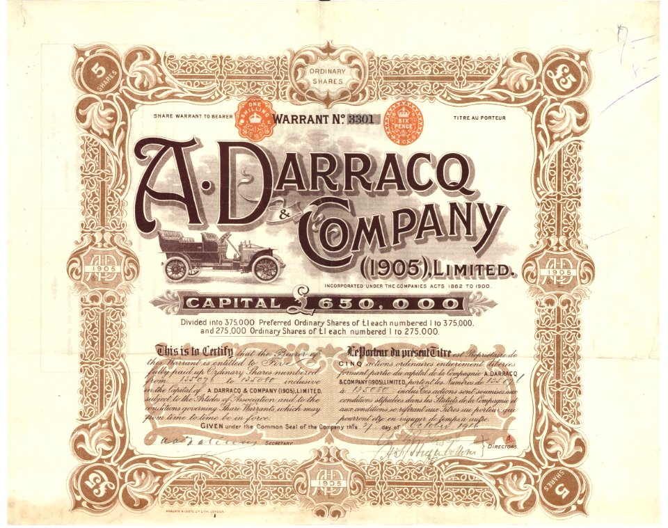 A. Darracq & Company (1905) Ltd. 1916