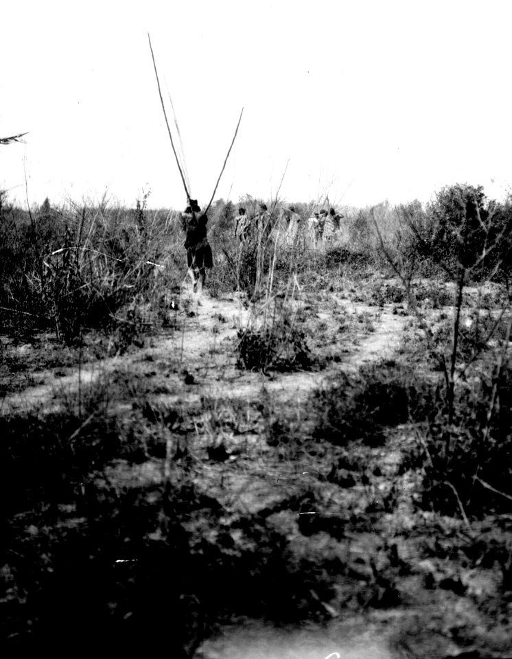 A. fiskare med nät nära floden. Gran Chaco, Rio Pilcomayo. Bolivia - SMVK - 004667