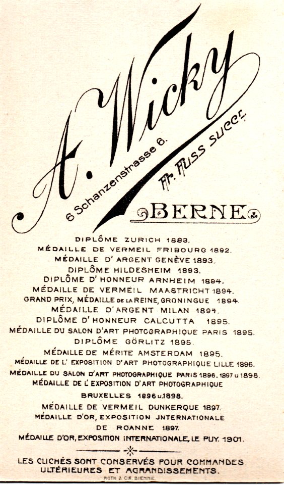 A. Wicky F. Fuss Bern Revers