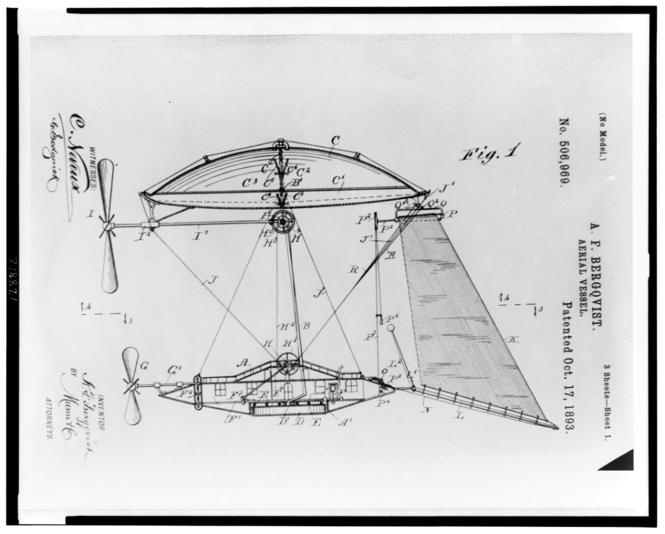 A.F. Bergqvist - aerial vessel Patented Oct. 17, 1893. LCCN2001699883