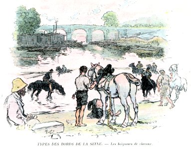 A.Gérardin (Paris en plein air, BUC, 1897). Les baigneurs de chevaux