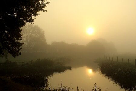 Landscape fog sun