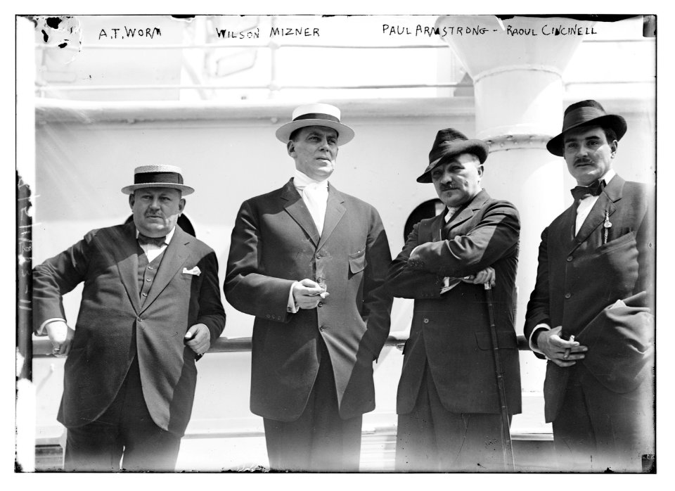 A.T. Worm, Wilson Mizner, Paul Armstrong, and Raoul Cincinell (left to right) standing LCCN2014686291