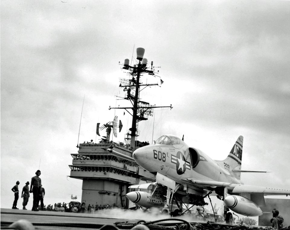 A4D-2 VA-36 USS Saratoga on cat