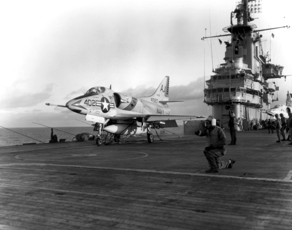 A4D-2 VA-81 on cat of USS Essex (CVS-9) c1961