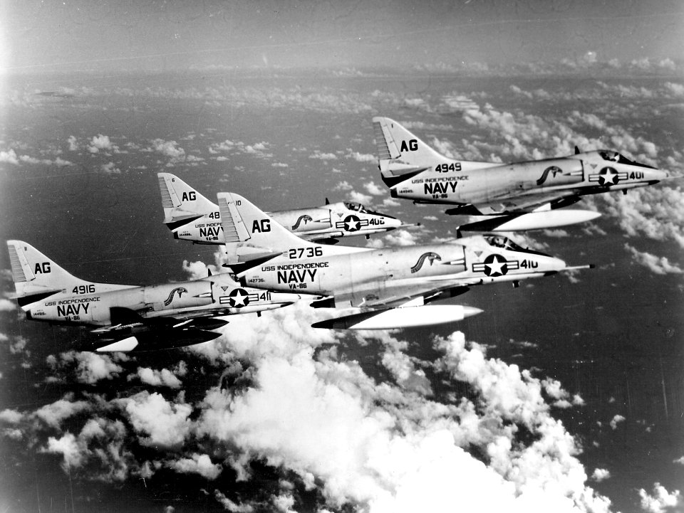 A4D-2 Skyhawks VA-86 in flight c1960