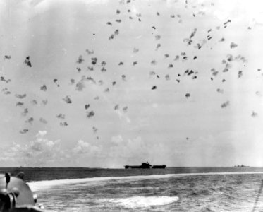 AA fire over USS Enterprise (CV-6) during Battle of Santa Cruz Islands 1942